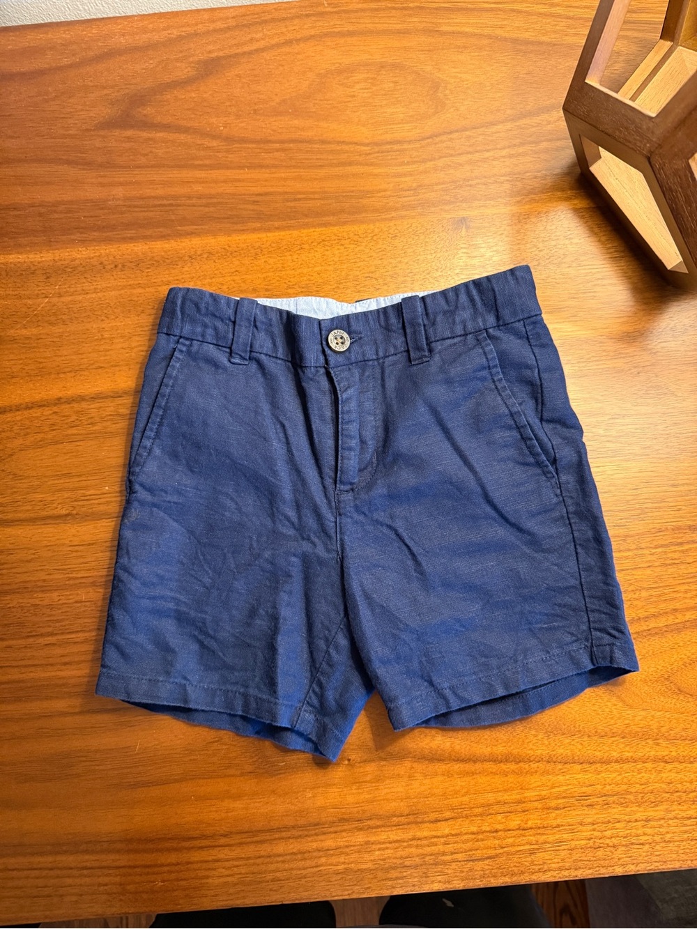 Janie and Jack Navy Linen- Cotton Shorts with Button Waist Boys 3T